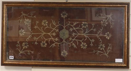 An Indian silk thread embroidered panel framed